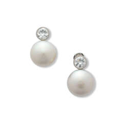 NO RESERVE | CULTURED PEARL AND DIAMOND EARRINGS