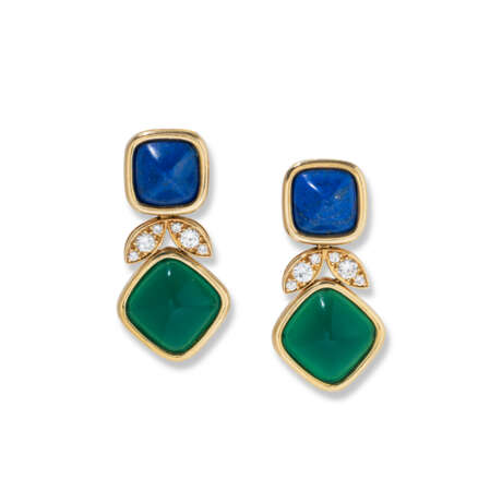 VAN CLEEF & ARPELS CHRYSOPRASE, LAPIS LAZULI AND DIAMOND NECKLACE AND EARRINGS SET - фото 5
