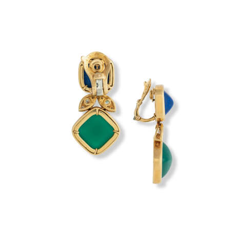 VAN CLEEF & ARPELS CHRYSOPRASE, LAPIS LAZULI AND DIAMOND NECKLACE AND EARRINGS SET - фото 6