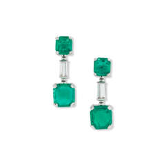 NO RESERVE | EMERALD AND DIAMOND EARRINGS 