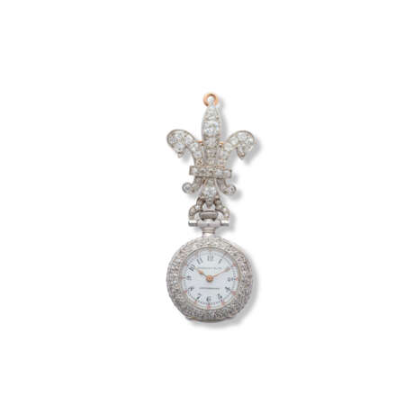 NO RESERVE | TIFFANY & CO. EARLY 20TH CENTURY DIAMOND KEYLESS LEVER PENDANT / WATCH - фото 1