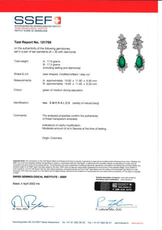 EMERALD AND DIAMOND PENDENT EARRINGS - photo 4