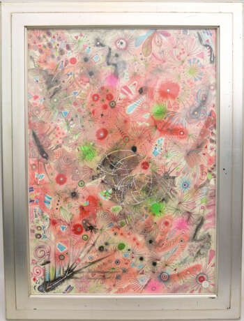 KAROLA ZIMMERMANN:"FARBSTRASSEN", Mischtechnik mit Collage auf Papier, hinter Glas gerahmt, signiert und datiert - Foto 1