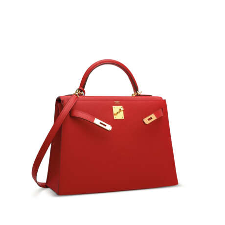 A ROUGE CASAQUE EPSOM LEATHER SELLIER KELLY 32 WITH GOLD HARDWARE - photo 2