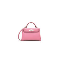 A PINK 5P EPSOM LEATHER MINI KELLY 20 II WITH PALLADIUM HARDWARE