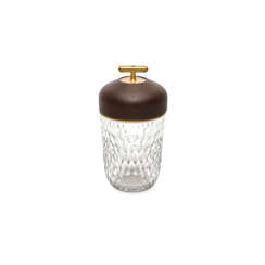 A CRYSTAL &amp; DARK WOOD FOLIA PORTABLE LAMP BY SAINT LOUIS