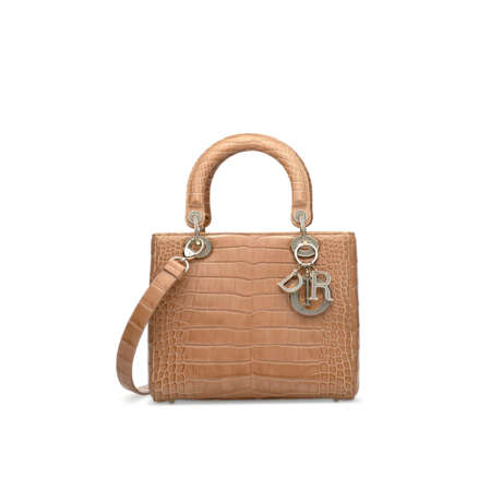 A MATTE BEIGE ALLIGATOR MEDIUM LADY DIOR WITH GOLD & CRYSTAL HARDWARE - Foto 1