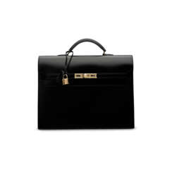 A BLACK CALF BOX LEATHER KELLY D&#201;P&#202;CHES 34 WITH GOLD HARDWARE