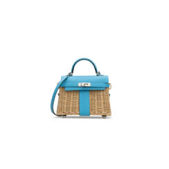 A LIMITED EDITION BLEU DU NORD SWIFT LEATHER &amp; OSIER MINI PICNIC KELLY WITH PALLADIUM HARDWARE