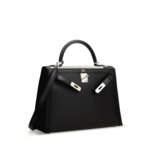 A LIMITED EDITION BLACK SWIFT LEATHER & TOILE BERLINE SELLIER KELLY 32 WITH PALLADIUM HARDWARE - photo 2
