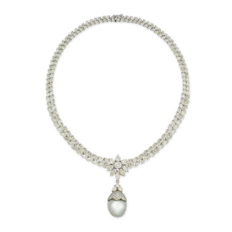 PEARL AND DIAMOND PENDENT NECKLACE - photo 1