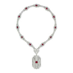 RUBY AND DIAMOND PENDENT NECKLACE