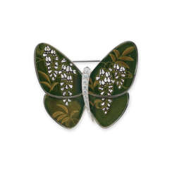 VAN CLEEF &amp; ARPELS LIMITED EDITION &#39;PAPILLON&#39; LACQUER, DIAMOND AND MOTHER-OF-PEARL BROOCH