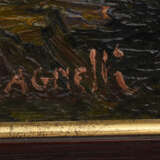 FAUSTO AGNELLI, "Feldweg bei Mondschein", Öl auf Holz, gerahmt und signiert - photo 2