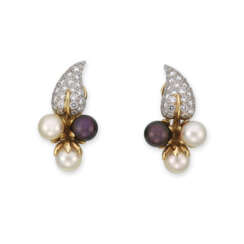 TIFFANY &amp; CO. SCHLUMBERGER PEARL AND DIAMOND EARRINGS