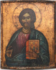 CHRISTUSIKONE 1; Eitempera auf Holz, Griechenland 19. Jahrhundert