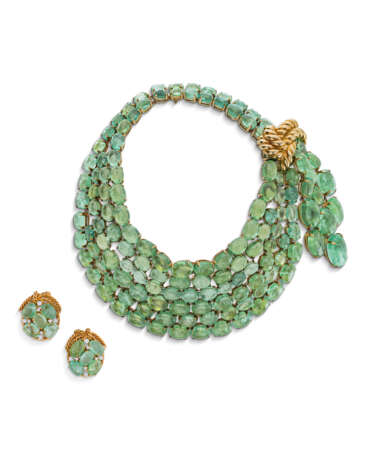 VERDURA GREEN TOURMALINE ‘SCARF’ NECKLACE AND GREEN TOURMALINE AND DIAMOND ‘ROPE KNOT’ EARRINGS - Foto 1