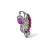 PINK SAPPHIRE, RUBY AND DIAMOND BROOCH, MOUNTED BY CARTIER - photo 1