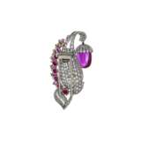 PINK SAPPHIRE, RUBY AND DIAMOND BROOCH, MOUNTED BY CARTIER - photo 3