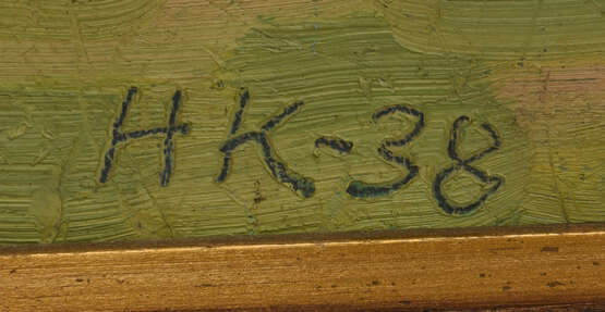 UNBEKANNTER KÜNSTLER, Holzstämme am See, Öl auf Leinwand, gerahmt, monogrammiert und datiert - фото 2