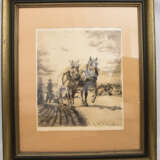 ALEXANDER ECKENER," Pferdegespann mit Pflug", Radierung auf Papier, signiert und datiert, 19. Jahrhundert - Foto 1