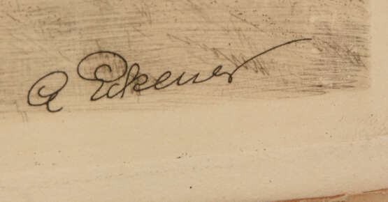 ALEXANDER ECKENER," Pferdegespann mit Pflug", Radierung auf Papier, signiert und datiert, 19. Jahrhundert - Foto 3