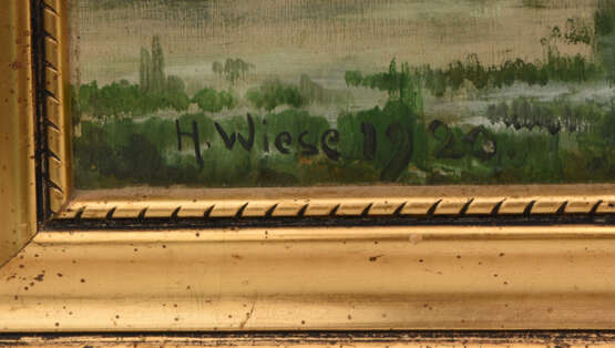UNBEKANNTER KÜNSTLER, "Weiden", Öl auf Platte, signiert und datiert, 20. Jahrhundert - photo 2