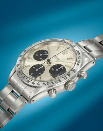 ROLEX. A RARE AND EARLY STAINLESS STEEL CHRONOGRAPH WRISTWATCH WITH BRACELET - photo 2