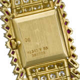 PIAGET. A LADY’S EXTREMELY ATTRACTIVE 18K GOLD, DIAMOND AND RUBY-SET WRISTWATCH WITH INTEGRAL PIAGET BRACELET - photo 3