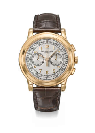 PATEK PHILIPPE. A LARGE AND RARE 18K PINK GOLD CHRONOGRAPH WRISTWATCH - Foto 1