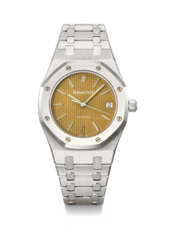 AUDEMARS PIGUET. A RARE AND HIGHLY ATTRACTIVE STAINLESS STEEL AUTOMATIC WRISTWATCH WITH SWEEP CENTRE SECONDS, DATE, BRACELET AND TROPICAL DIAL