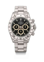 ROLEX. A STAINLESS STEEL AUTOMATIC CHRONOGRAPH WRISTWATCH WITH BRACELET AND BOX