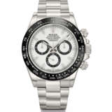 ROLEX. A STAINLESS STEEL AUTOMATIC CHRONOGRAPH WRISTWATCH WITH BRACELET, GUARANTEE AND BOX - photo 1