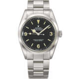 ROLEX. AN ATTRACTIVE STAINLESS STEEL AUTOMATIC WRISTWATCH WITH SWEEP CENTRE SECONDS, BRACELET, GUARANTEE AND BOX - photo 1