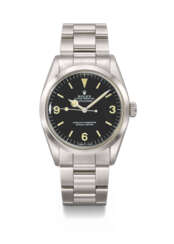 ROLEX. AN ATTRACTIVE STAINLESS STEEL AUTOMATIC WRISTWATCH WITH SWEEP CENTRE SECONDS, BRACELET, GUARANTEE AND BOX