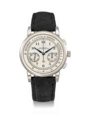 A. LANGE &amp; SOHNE. AN ATTRACTIVE 18K WHITE GOLD FLYBACK CHRONOGRAPH WRISTWATCH