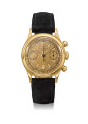 PATEK PHILIPPE. A VERY RARE AND ATTRACTIVE 18K GOLD CHRONOGRAPH WRISTWATCH