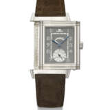 JAEGER-LECOULTRE. A VERY RARE PLATINUM LIMITED EDITION TOURBILLON REVERSO WRISTWATCH WITH POWER RESERVE INDICATION AND BOX - photo 1
