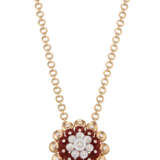 VAN CLEEF & ARPELS CARNELIAN, MOTHER-OF-PEARL AND DIAMOND 'BOUTON D'OR' PENDENT-NECKLACE - photo 1