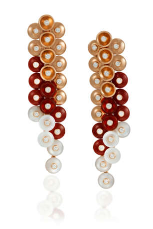 VAN CLEEF & ARPELS CARNELIAN, MOTHER-OF-PEARL AND DIAMOND 'BOUTON D'OR' EARRINGS - photo 1
