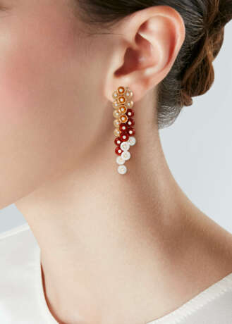 VAN CLEEF & ARPELS CARNELIAN, MOTHER-OF-PEARL AND DIAMOND 'BOUTON D'OR' EARRINGS - photo 2