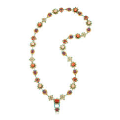 MULTI-GEM AND GOLD NECKLACE