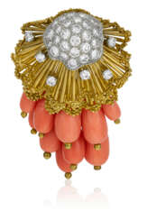 NO RESERVE | CARTIER CORAL AND DIAMOND JELLYFISH BROOCH