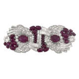 ART DECO RUBY AND DIAMOND DOUBLE-CLIP BROOCH - photo 1