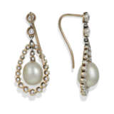 NO RESERVE | NATURAL PEARL AND DIAMOND EARRINGS - Foto 3