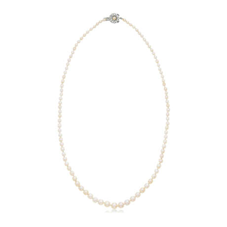 NO RESERVE | ART DECO NATURAL PEARL AND DIAMOND NECKLACE - фото 1