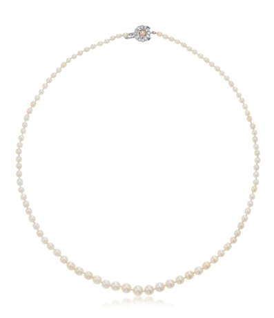 NO RESERVE | ART DECO NATURAL PEARL AND DIAMOND NECKLACE - фото 3