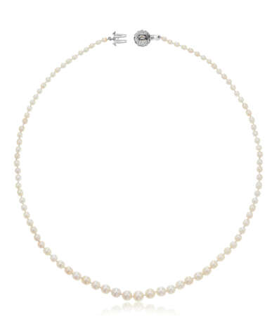 NO RESERVE | ART DECO NATURAL PEARL AND DIAMOND NECKLACE - фото 4