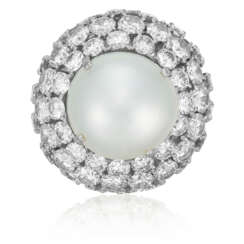 NO RESERVE | DAVID WEBB CULTURED PEARL AND DIAMOND RING