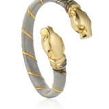 NO RESERVE | CARTIER STAINLESS STEEL AND GOLD 'PANTHÈRE' CUFF BRACELET AND GOLD 'PANTHÈRE' EARRINGS - photo 5